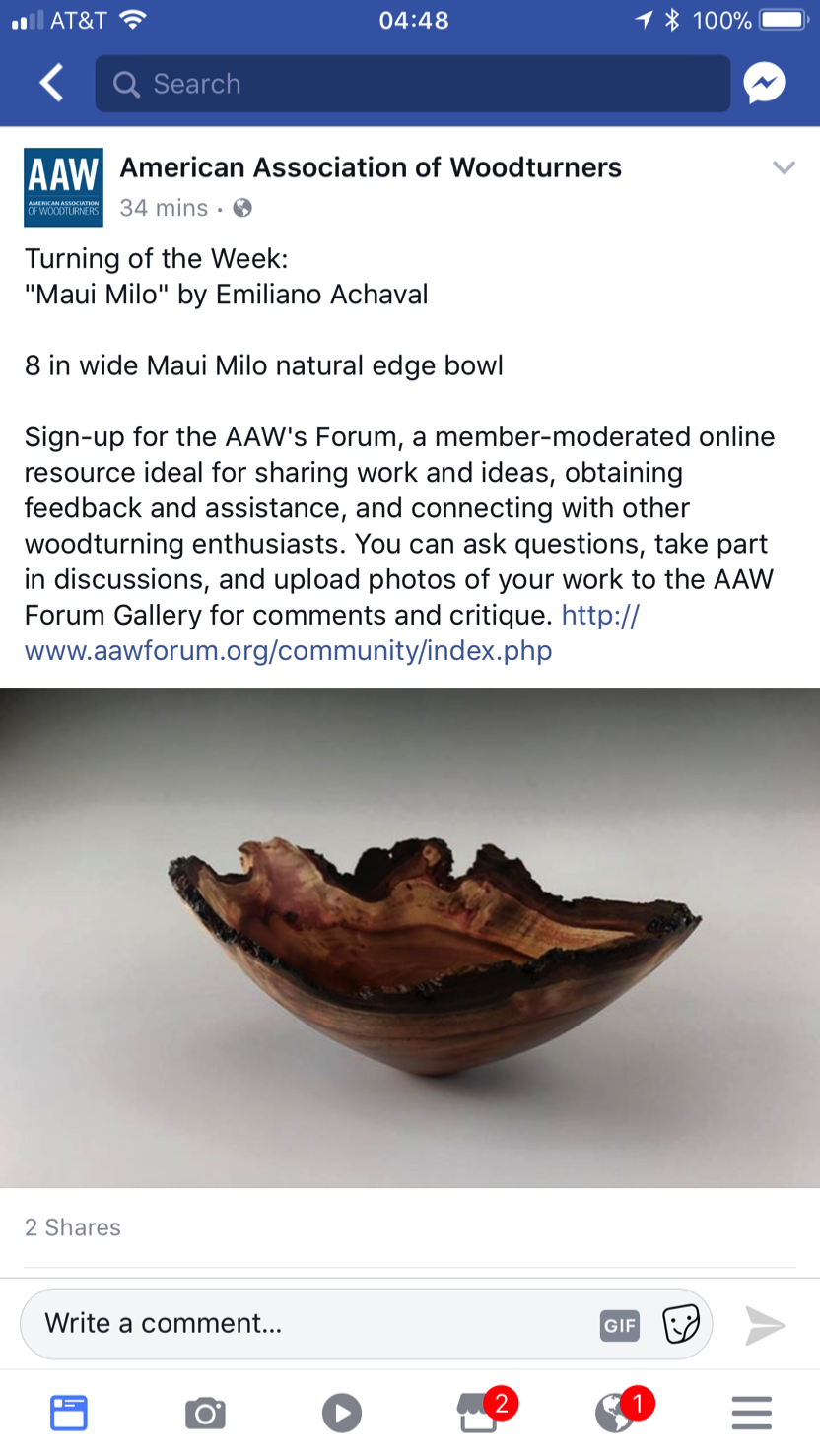 Another AAW turning of the week honor!   Another AAW turning of the week honor!